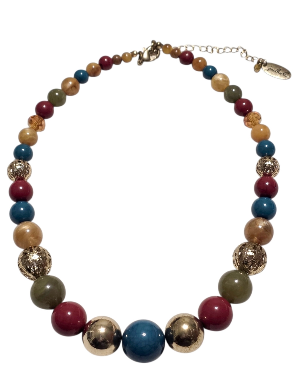Jules B Vintage Jewel Tone Assorted Crystal Lucite & Acrylic Beaded Necklace - Picture 3 of 7